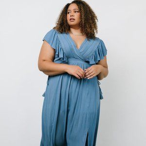 Baltic Born Jennifer Deep V Maxi Dress in Shade Blue, XXXL New with Tags